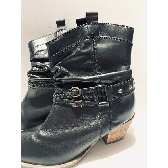 Steve Madden leather boots western rodeo country black strapped embelish women 9 - Picture 5 of 9